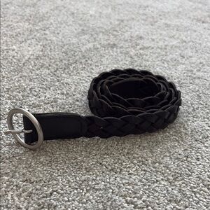 Braided Leather Belt - Black